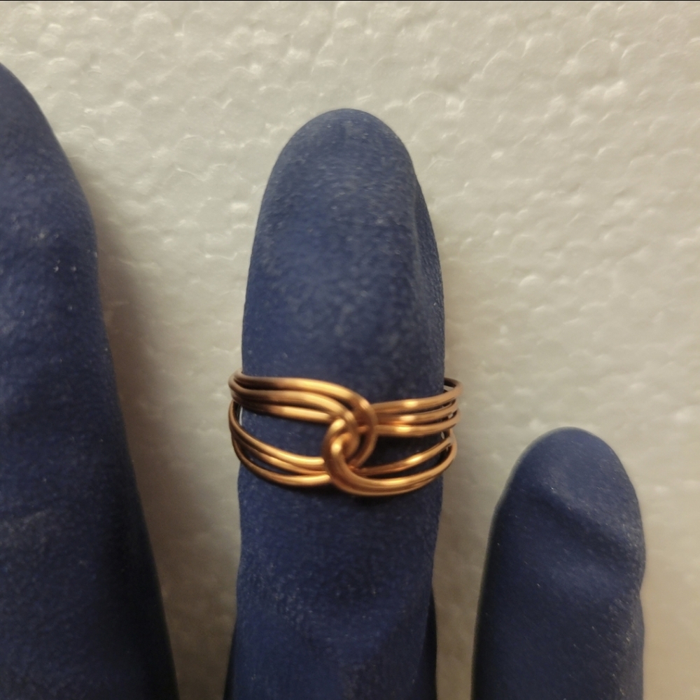 Tripled Twisted Copper Wire Rose Ring - image 3
